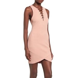 ASTR the Label Pink Lace Up Bodycon Mini Dress Size Small